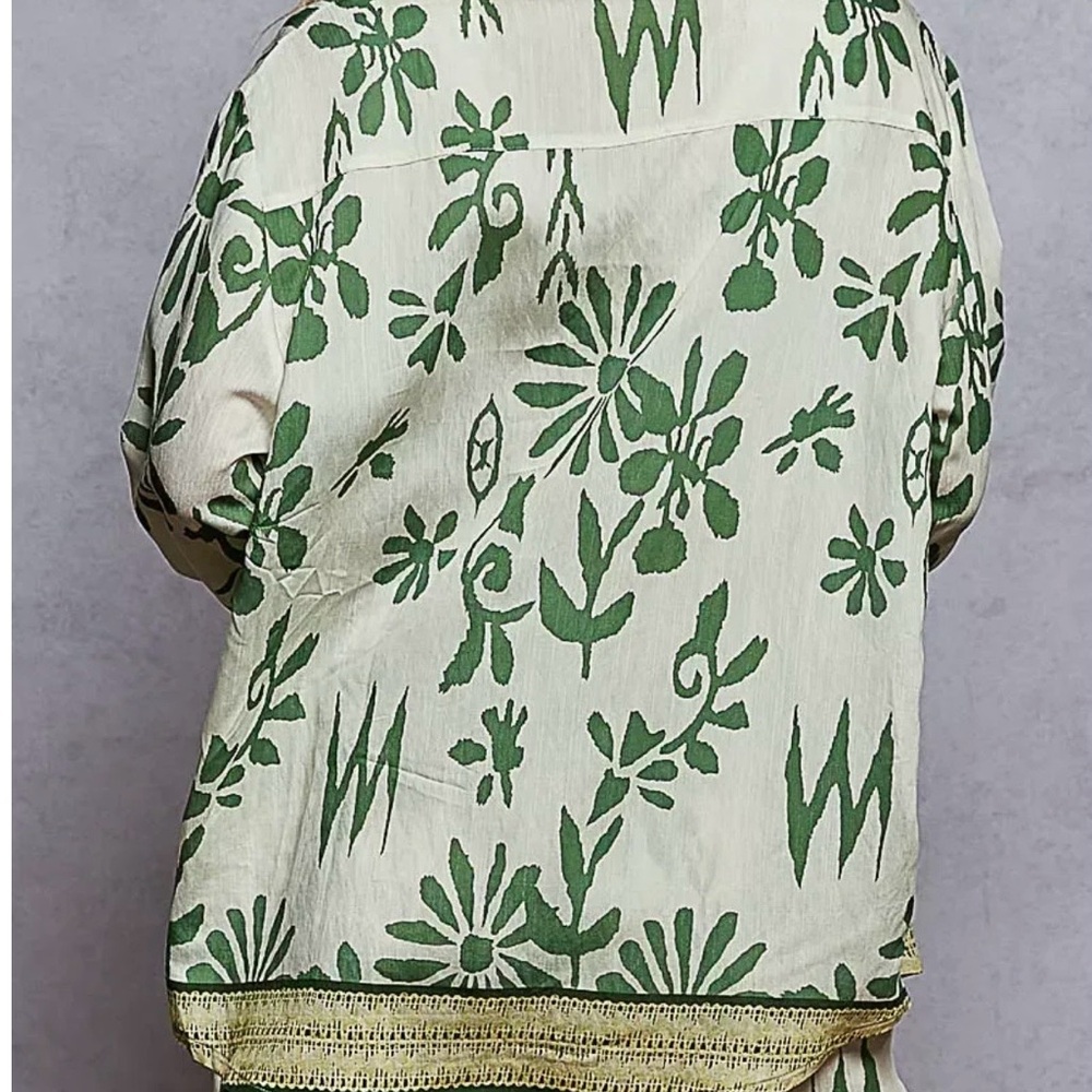 POL SET!! Green Floral Women's Pants and Blouse - Picture 5 of 7